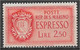 San Marino 1943. Scott #E9 (MH) Arms Of San Marino - Eilpost