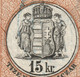 1880-1887 Hungary Croatia Slovakia Vojvodina Serbia Romania Transylvania K.u.k Kuk - Revenue Tax - 15 Kr. COAT OF ARMS - Fiscaux