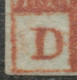 GB QV 1 D Redbrown Plate 34 (DB) 4 Full But Partly Narrow Margins, Nice Black MC, VARIETY/ERROR: Double Letter „D“ - Used Stamps