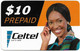 Zambia - Celtel - Lady With Scarf (Reverse 1), GSM Refill 10$, Used - Zambia