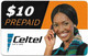 Zambia - Celtel - Lady With Scarf (Reverse 2), GSM Refill 10$, Used - Zambia