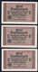 3x 1 Reichsmark 1939 O.A. - Serie 250 Mit Laufender KN - Reichskreditkassen (ZWK-2a) - Autres & Non Classés