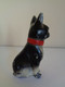 Delcampe - Escultura De Un Perro Boston Terrier Sentado Y Con Un Collar Rojo. Metal Pintado. Estilo Viena. - Metallo