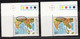EFO, 2 Diff., Colour Variety T/L, India MNH 1981, IOCOM, Submarine Telephone Cable Map Cartography, Telecom Technology - Errors, Freaks & Oddities (EFO)