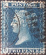 GB 1858 Y&T 27 SG 45 Michel 17. Victoria 2 P. Bleu, Filigrane Grande Couronne. Planche 12. Lettres GB. TB - Used Stamps