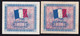 2x Frankreich: 2 + 10 Francs 1944 "Drapeau" (FAY-VF16.1 + 18.1) - 1944 Vlag/Frankrijk