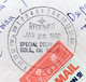 CHINA TAIWAN TO USA 1990, USED COVER, VIGNETTE EXPRESS “AIRMAIL” LABEL, NANKANG CITY CANCELLATION, FLAG, FLOWER, PLANT. - Cartas & Documentos