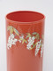 *JOLI VASE ROULEAU VERRE PEINT DE COULEUR ROUGE Décor Glycines Sur Le Haut XXe   E - Vasi