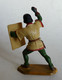 FIGURINE STARLUX SOLDAT MEDIEVAL CHEVALIER  Série Luxe Ivoirine 1958 6003 SEIGNEUR COMBATTANT ROUGE AVEC BOUCLIER BANDE - Starlux