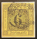 Mi 7 BREITRANDIG ! & TADELLOS  Geprüft Stegmüller BPP 1853 6 Kr Gelb Gestempelt 87 MANNHEIM Briefstück  (Bade XF Baden - Usados