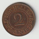 SEYCHELLES 1959: 2 Cents, KM 15 - Seychelles