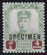 Johore     .      SG  .     123  Specimen  (2 Scans)       ,    *   .      Mint-hinged - Johore