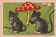 Lot De 2 Chromos Signé Benjamin Rabier - Souris Et Canard - Humour - 10.5x7cm - Other & Unclassified