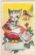 CPA Animaux Habillés - Chatte Habillée Avec Panier Et Tablier Et Des Sabots - Chat - Oiseau - - Animaux Habillés