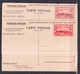 1939 - 2 CARTES ENTIER TYPE PAQUEBOT NORMANDIE VARIETE COULEUR ! REPIQUAGE COUPE PHILATELISTE NEW YORK - Bijgewerkte Postkaarten  (voor 1995)
