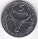 Madagascar 5 Francs 1996. Buffle / Fleur, En Acier Inoxydable, KM# 21 - Madagascar