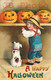 258525-Halloween, IAP No 1237-2, Ellen Clapsaddle, Boy & Dog Looking At Jack O Lanterns - Halloween