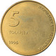 Monnaie, Slovénie, 5 Tolarjev, 1996, FDC, Nickel-brass, KM:32 - Slovenia