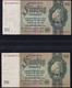 2x 50 Reichsmark 30.3.1933 - Serie E/P + X/Y - 1x Braune KN - Reichsbank (DEU-210) - 50 Mark