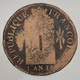 France 1 Sol Cuivre (Copper) République 1793 BB B (VG) KM#619.4/G.19 - 1792-1975 National Convention