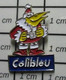 1415b Pin's Pins / Beau Et Rare / NOEL / OISEAU JAUNE PERE NOEL COLIBLEU - Kerstmis