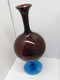 Delcampe - *ANCIEN GRAND VASE VINTAGE BI COLORE /PIED GRAND COL VERRE Soufflé XXe MURANO? E - Vasen