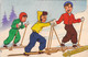 CPA Fête - Saint Nicolas - Illustration De Trois Jeunes Skieurs - Relief - 613 - San Nicolás