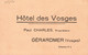 14347  GERARDMER  PUB  Hôtel Des Vosges  Paul Charles Propriétaire  Publicité   (Recto-verso) 88 - Gerardmer