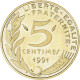 Monnaie, France, 5 Centimes, 1991, Paris, Col à 4 Plis, SPL, Bronze-Aluminium - Essais, Piéforts, épreuves & Flans Brunis