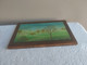 Ancien TABLEAU Sur BOIS MINIATURE Signé BOUZOUANE Paysage De La Vie Rurale Avec Trois Villages 15 X 10 Cm - Huiles