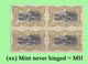 1910 ** BELGIAN CONGO / CONGO BELGE = COB 059 MNH OCRE TRAIN  BILINGUAL : BLOC OF -4- STAMPS WITH ORIGINAL GUM - Blocks & Sheetlets