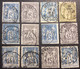 S39 Sage Aveyron Drôme Lot 12 Timbres Oblitérés Notés Au Verso - 1876-1898 Sage (Type II)