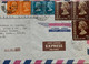 HONG KONG 1976,USED COVER TO USA VIGNETTE LABEL “EXPRSS” FIRM QUINN & CO.QUEEN ELIZABETH 6 STAMPS USED, KING ROAD CANCEL - Covers & Documents