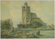 Brielle - 'Gezicht Op De Catharijnekerk Vanaf De Zuidwal' - Joost Van Wolfheze, Aquarel,1810 - (Zuid-Holland, Nederland) - Brielle