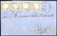 Cover 1861, Lettera Del 24.7.1861 Da Otranto A Bari, Affrancata Con Due Coppie Verticali Del Mezzo Grana, Ampi Margini R - Nápoles