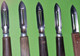 Lot 5 Anciens COUTEAUX épluche Légumes L' ECONOME France - Manche Bois - Lame Inox - Vers 1930 / 1950 - Messer