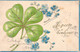 CPA FLEURS - Je Porte Bonheur - Trèfle 4 Feuilles - Fleurs Bleues - Relief - Flowers