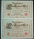 2x 1.000 Mark 21.4.1910 - Serie S/K Mit Laufender KN - Reichsbank (DEU-40b) - 1000 Mark