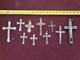Lot De 10 Pendentifs Croix Anciennes Argent Et Argente - Pendants