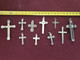 Lot De 10 Pendentifs Croix Anciennes Argent Et Argente - Pendants