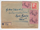 1953 YUGOSLAVIA,SERBIA,BELGRADE REGISTERED COVER TO RAB,3 X 15 DIN OLYMPIC STAMPS,1952 HELSINKI - Verano 1952: Helsinki