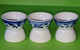 Lot 3 Anciens COQUETIERS - Faience - Motif Floral Bleu - Vers 1950 - Coquetiers