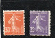 TIMBRES SEMEUSE CAMEE N° 141-142 NEUF TRES INFIME CHARNIERE ANNEE 1907 - COTE : 28 € - 1906-38 Sower - Cameo