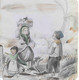 ANCIEN DESSIN AQUARELLé - Enfants Revenant Du Marché ... - Aquarelles