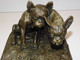 *ANCIEN ENCRIER EN REGULE Bouledogues Signé E Samson JUS DE GRENIER COLLECTION E - Inkwells