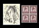 1942 ** RUANDA-URUNDI = RU 130 MNH BROWN PALM TREES / PHOTO CARD [C] (12.8 X 9.3 Mm) WITH BLOCK OF 4 MNH STAMPS - Ruanda-Burundi