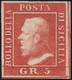 5 Gr. II^ Tav. Pos.40 Sass 11a MLH* F.AD, Cert. Giulio Bolaffi Lusso - Sicilia