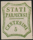 Governo Provvisorio 5 C. Verde Giallo Sass 13  MLH* F.ED, Colla, Oliva, Cert. Bolaffi Cv 1100 - Parma