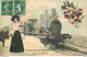 (XX) Carte Montage Gare Train Locomotive Voyageuse Voyageur. Je Pars De MELISEY 70 En 1910 - Mélisey