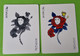 Lot 2 Cartes à Jouer - JOKER Rose Rosier - Couleur Et Noir & Blanc - Dos Bleu (usé) - Vers 1990 - 32 Cards